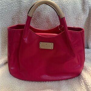 Kate Spade Fuchsia Tote with Cream Handles